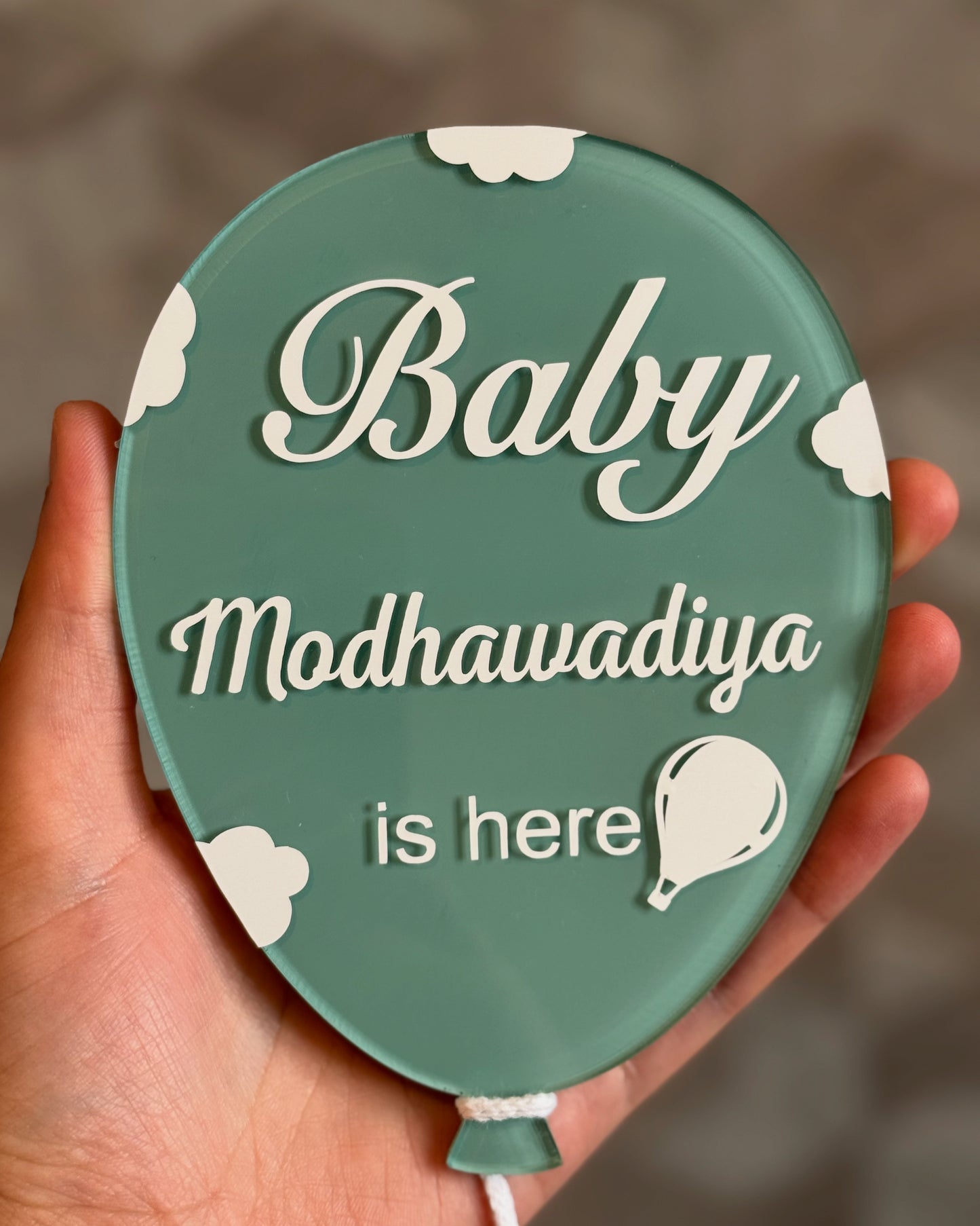 (Baby Plaque - Large Balloon with clouds