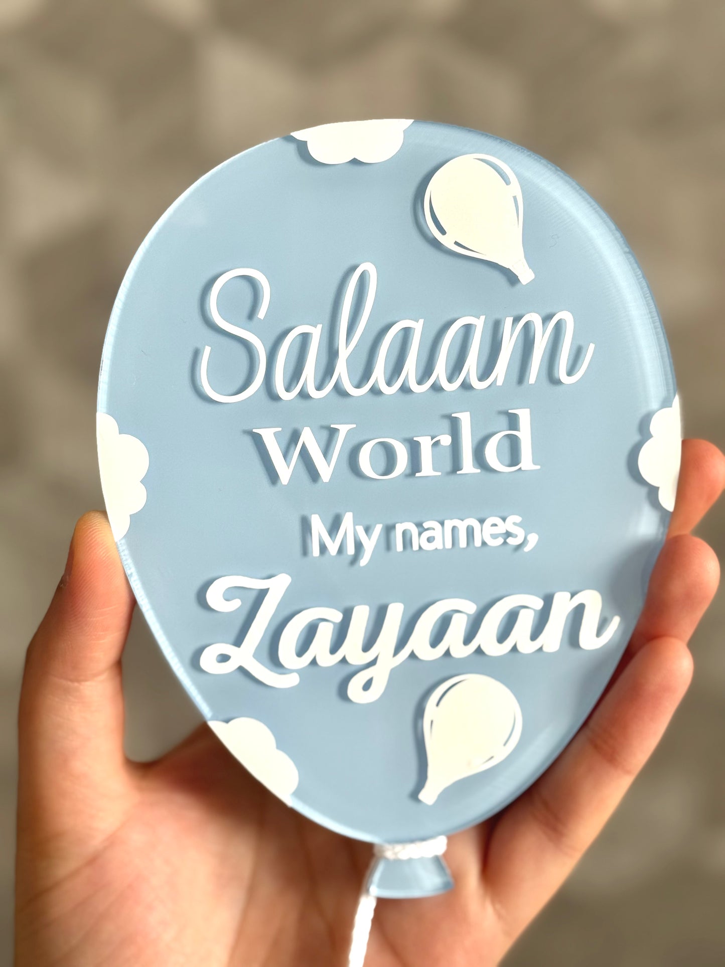 (Baby Plaque - Large Balloon with clouds