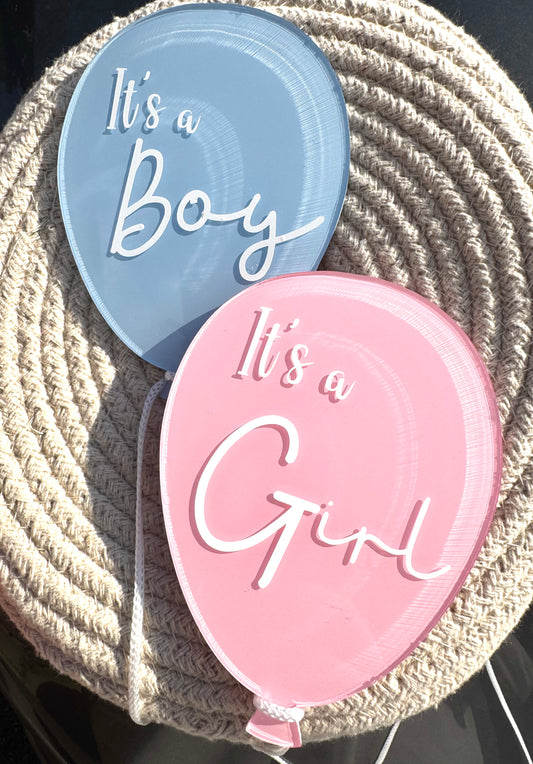 Baby Plaque - large ‘It’s a ?’ Balloon plaque