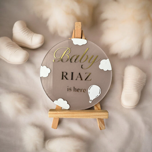 (Copy) Baby Plaque - 15cm disc with clouds