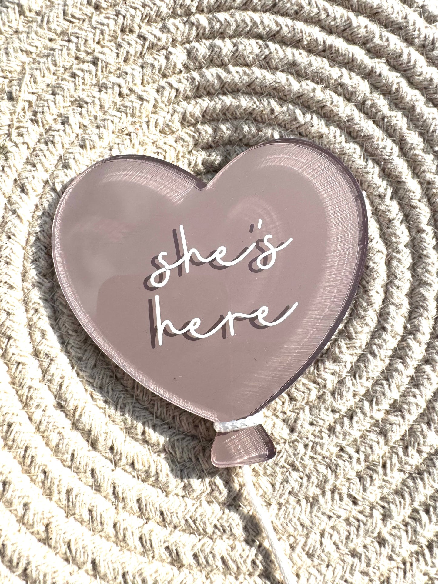 Baby Plaque - he/she’s here heart plaque