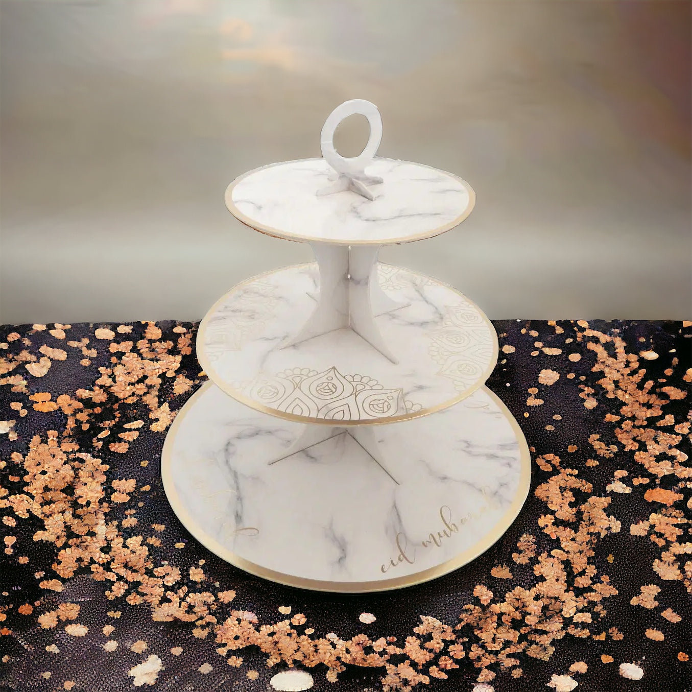 Eid Mubarak Cupcake Stand – Marble & Gold