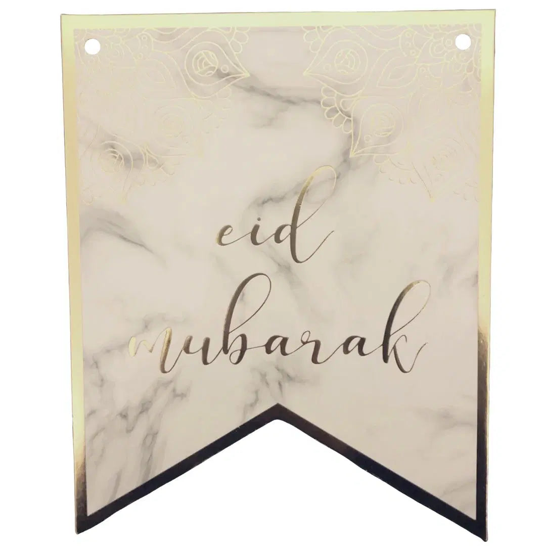 Eid Mubarak Banner – Marble & Gold